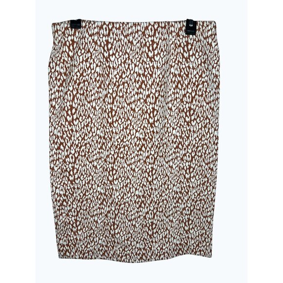 Loft Leopard Print Midi Pencil Skirt Cotton/Polyester Blend Size Medium - Picture 7 of 10